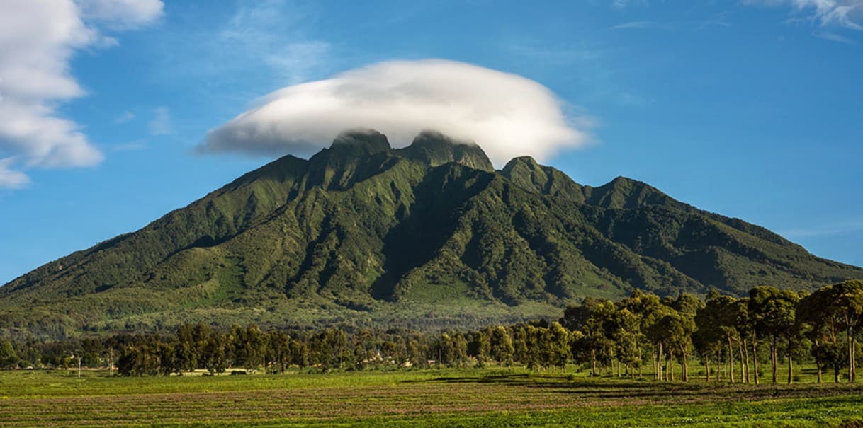 Mist over the rainforest slopes of Volcanoes National Park, home of the mountain gorilla
